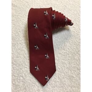 Paddle Sailboats Red Mens Vintage Novelty Tie Necktie 100% Polyester